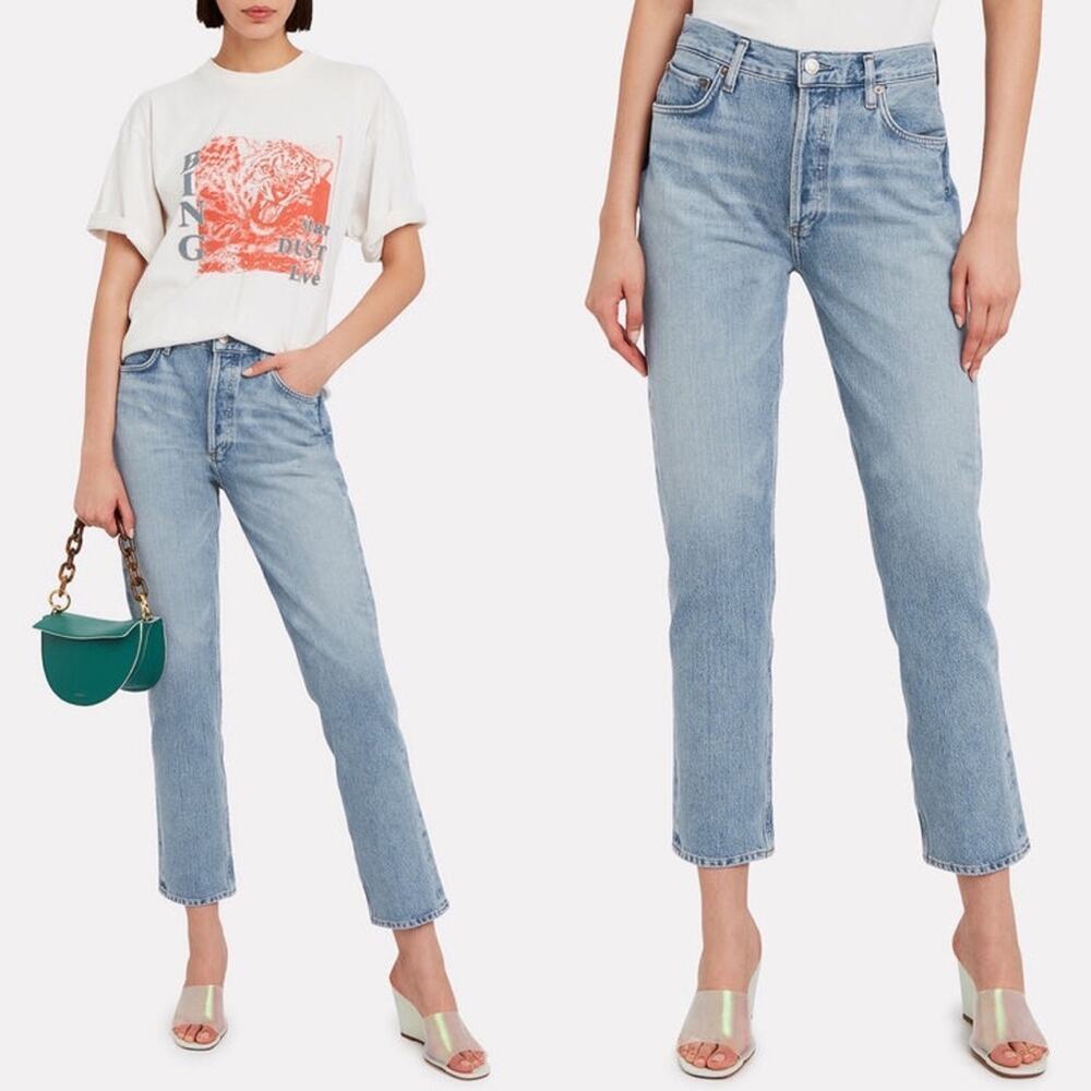 Agolde Remy High Rise Straight Jeans in Colorwash Collision Size 28